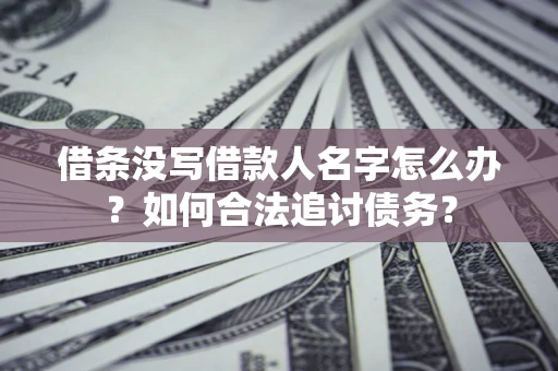 武汉借条没写借款人名字怎么办？如何合法追讨债务？